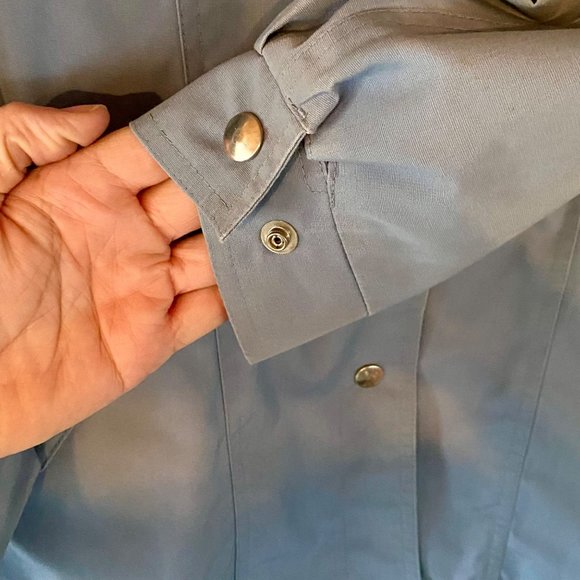 Vintage London Fog Jacket 14 Regular Women's Snap Front Hood Lining Blue Gray - Picture 6 of 10